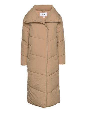 Vilouisa L/S New Padded Long Coat/Pb Fôret Kåpe Beige Vila