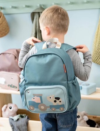 Done by Deer Kids Backpack Tiny Farm Blue 7,5 L - Blue - 27X 16X H 32CM.7.5L