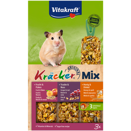 Vitakraft - Kjeks Hamster Honning/Nøtt/Frukt 3-pk. - Smådyr - Godbiter og gnagestenger - Frøstenger og Kräcker - ZOO.no