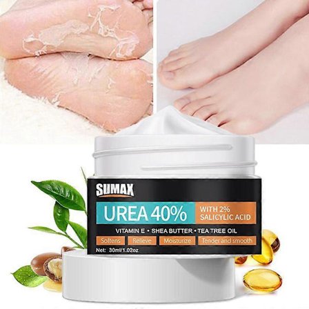 40% Urinstofcreme Med 2% Salicylsyre - Fodcreme til Tørre, Sprukne Hæle, Hård Hud, Tørre, Sprukne Fødder og Død Hud - Maksimal Hydrering