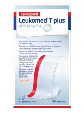 Leukoplast Leukomed T-Plus Skin Sensitive Filmbandasje, 8 cm x 15 cm, 5 stk.
