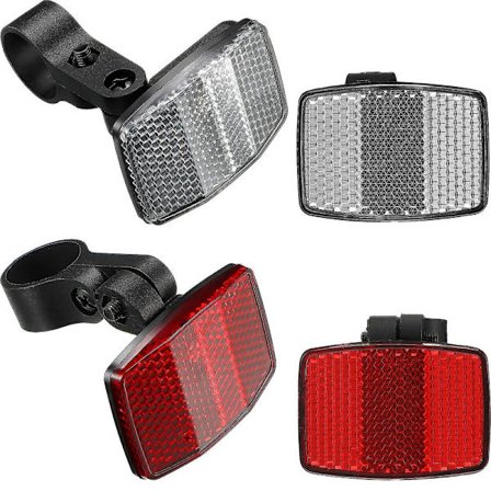 4 stk sykkel foran og bak reflekser for styre og setepinne sykkel reflekser sett sykkel sikkerhetsadvarsel reflekser, 2 rød og 2 hvit