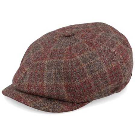 MJM Hats - Marron flatcap Casquette - Picasso 52 Virgin Wool/Cashmere Mix Brown Check Flat Cap @ Hatstore