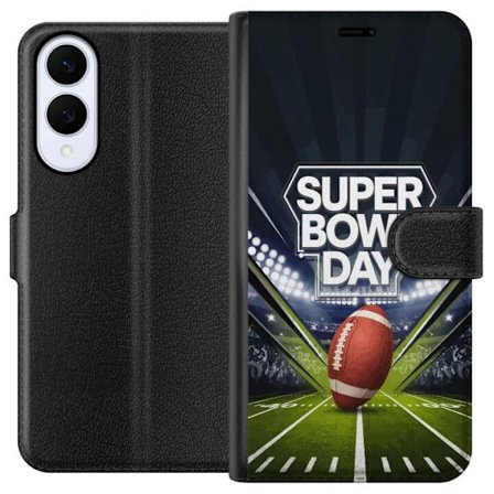 Yhteensopiva Lompakkokotelo Samsung Galaxy S25 Edge Super Bowl Day juliste, jossa amerikkalainen jalkapallo valaistuksella varustetulla areenalla dram