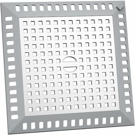 RYI Hårfanger i rustfrit stål til brusebad, 12,2 x 12,2 cm, sølvfarvet vaskfilter til badeværelse og køkken, anti-tilstopningsbeskyttelse til afløb