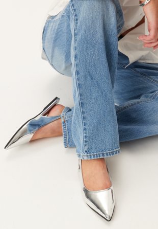 ONLY - Onlaura-2 Pu Slingback Ballari - silver - Kläder - - Bubbleroom