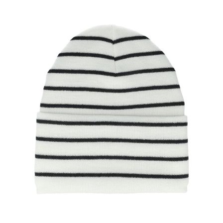 Beechfield - Vit cuff Beanie - Soft White/French Navy Deep Striped Cuff @ Hatstore