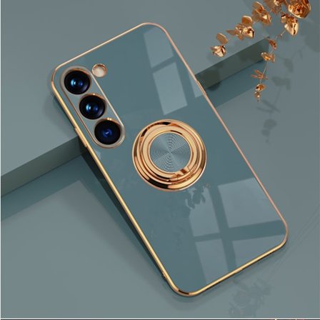 Til Samsung S24 Plus Fint Hul Magnetisk Fingerring Telefon Cover - Grå