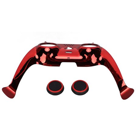 Punainen PS5-ohjain etupaneeli DIY-korvauspaneeli kuori koristeellinen lisävaruste joystick-hatuilla