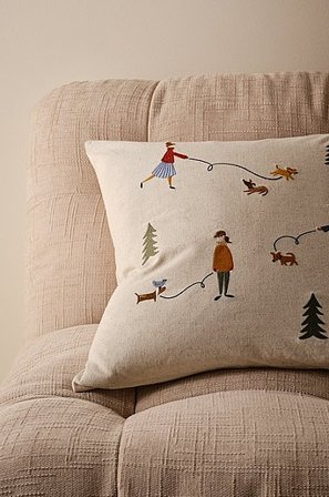 Jotex - Gestickter Kissenbezug 50x50 Cm Bunt/Naturweiß - WALKIE - Kaufe Dekokissen und Kissenbezüge bei Jotex