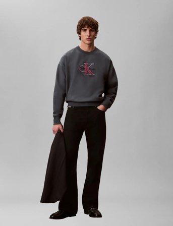 Calvin Klein Jeans Premium Tri-Color Monologo Cn Sw - Grey - L