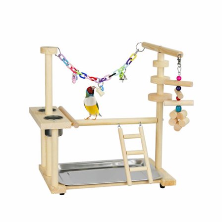 Papegøye Fugl Lekeplass Fuglebur Playstand Tre Perch Play Gym