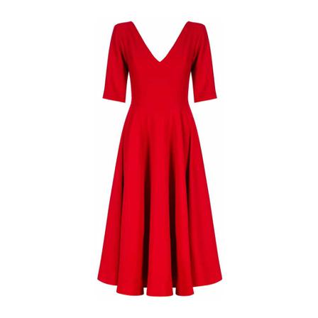 Swing Polish Fashion Concept Midi Sally Sukienki, kobieta, Czerwony
