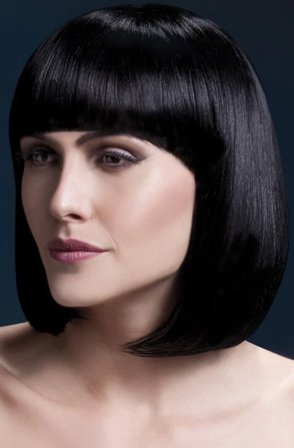 Elise Peruk Med Lugg Svart 33cm - Partyninja.se