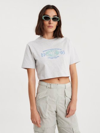 Holzweiler Kjerag Crop Sporty Tee - Grey Mix - Women's - XXS
