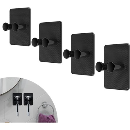 Rakhyvelhållare Krok, 4 Stycken Justerbar Rakhyvelhållare Utan Borrning, Vattentät, Multifunktionell Självhäftande Rakhyvelhållare Krok för Badrum, 