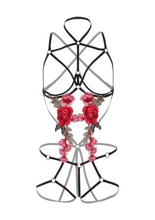 Roses Strappy Teddy med Pasties - Vuxen.se - Fetish body & playsuits, bondage strap body, wetlook catsuit