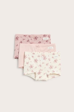 Newbie | 3-pk. boxertruser med blomster | Rosa