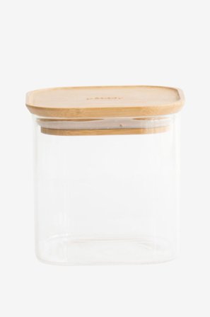 Pebbly - Fyrkantiga burkar med bambulock 800 ml - Transparent - Förvaringsburkar - Från Homeroom
