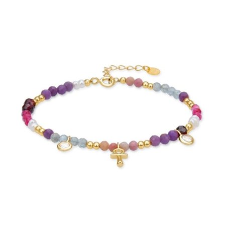 Armband - Lalil - Morganit - Argent 925 - Guld 18K - 19 cm