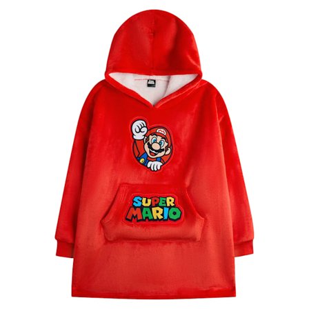 Super Mario Boys Logotypfilt Hoodie 6-8 År Röd