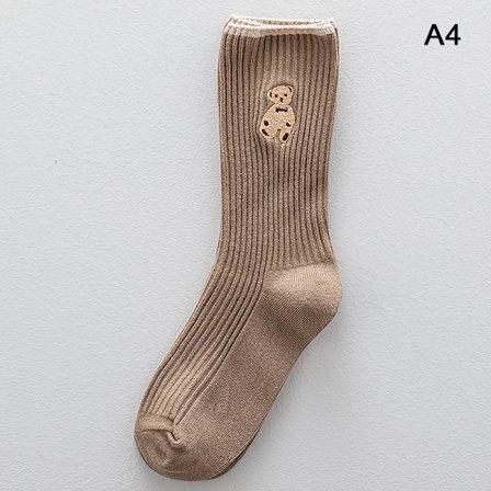 1 par Cartoon Bear Sokker Myke bomullssokker Høstkaffe