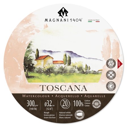 Magnani Akvarellblokk Rund Toscana 100% Bomull 300g 32cm 20 Sheets