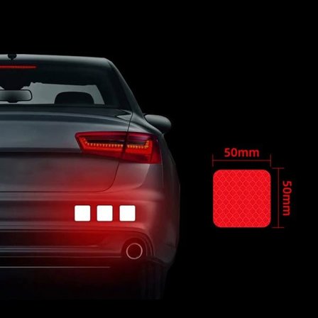 Selvklebende magnetisk tape med rød refleks 50x50mm 10-pk