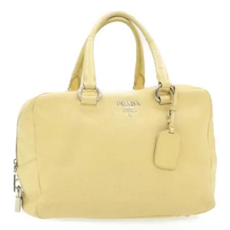 Prada Vintage, Pre-Owned Leather Handbag Beige, Dames, Maat:ONE Size