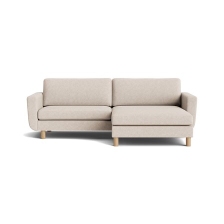Vendbar Haven chaiselong sofa, bred chaiselong - Aragon Beige - 245x150x86cm - Komfortabel Sofa med Koldskum og Massiv Eg
