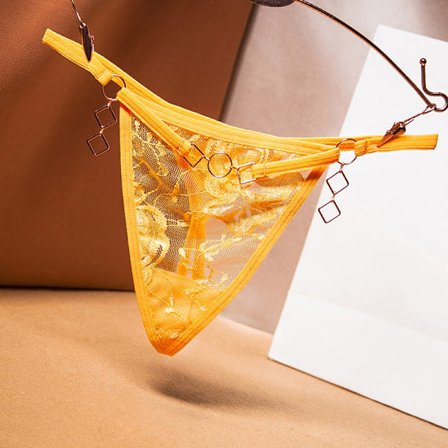 Kvinnor Sexig Geometrisk Metall G-string Strings T-back Underkläder Pan Yellow