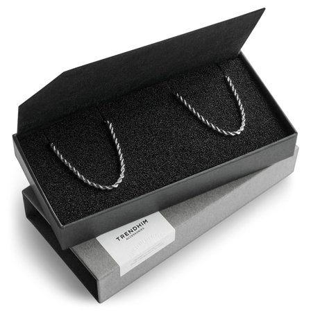 Medium | 2 mm Silver-tone Rope Chain Bracelet & Necklace Gift Box para homens - Caixas de embrulho