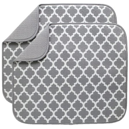 Opvaskemåtte til køkken Superabsorberende opvaskeunderlag til køkkenbordplade Bordplade 40cm x 46 cm 2 stk. Grå