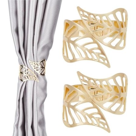 Gardinklips, 2 metal gardin reb spænder dekorative guld A