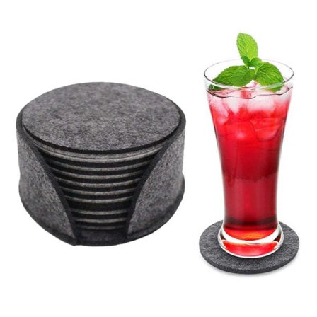 10-pak reversible underlag i grå filt med grå holder