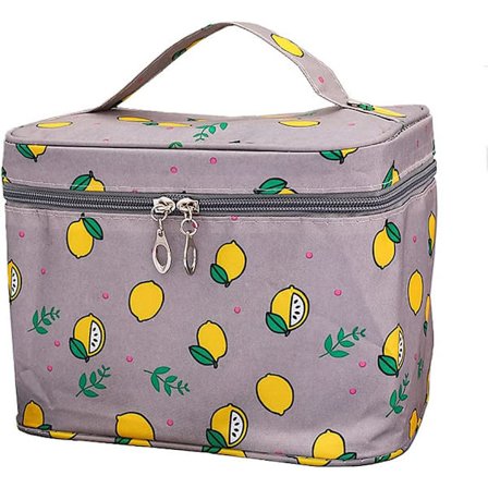 Stor toalettveske for kvinner og jenter (grå), toalettveske med glidelås, sminkebørsteveske, vanntett kosmetikktilbehørsarrangør