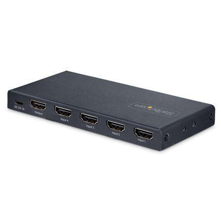 StarTech 4-Port 8K HDMI Switch, HDMI 2.1 Switcher 4K 120Hz HDR10+, 8K 60Hz UHD, HDMI Switch 4 In 1 Out, Auto/Manual Source Switching, Remote Control