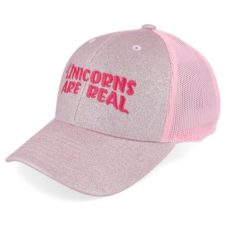 Unicorns - Rosado trucker Gorra - Kids Unicorns Are Real Pink Glitter/Pink Trucker @ Hatstore