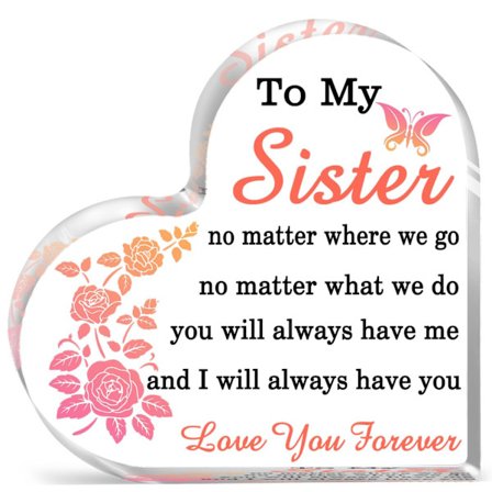 Søster Fødselsdagsgaver Fra Bror Til Voksen Bedste Søster Nogensinde Gave Inspirerende Gave Til Kvinder Akryl Hjerteformet Plade