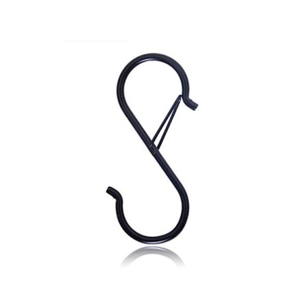 1 pakke S-kroker med sikkerhetsspenne S-form kroker Kjøkken gryteholder kroker Skap kroker for å henge planter, klær, kjøkkenutstyr (svart)