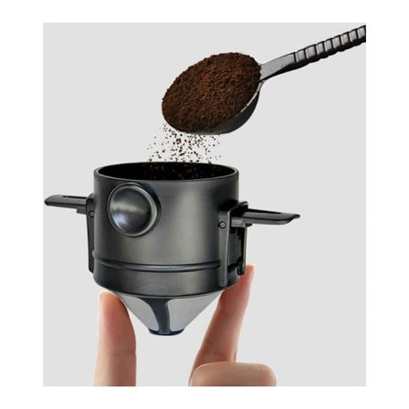 Bärbar hopfällbar kaffefilter i rostfritt stål, droppbricka för kaffe och te, trattkorg, återanvändbar tekanna, kaffedropp (1 st)