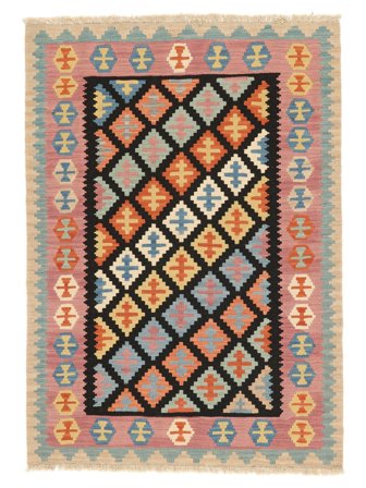 Tapis Kilim Ghashghaï 126X177 Marron/Noir ( Perse/Iran)