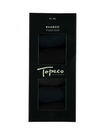 TOPECO Socks 6-P, Bamboo, Navy 115A244145 6 Pc/Pack - Black - 41/45