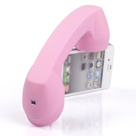Rosa trådløs retro telefonrør - Strålingssikker rør - Modtager - Hovedtelefoner til mobiltelefon