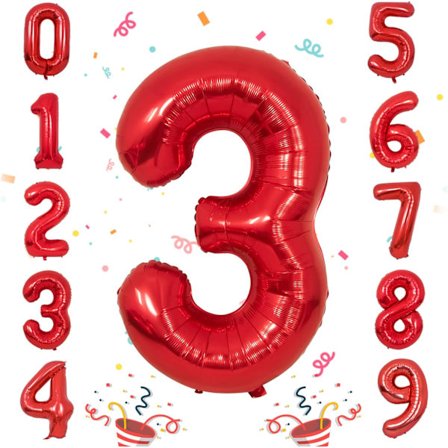 1 st 40 tums stor folieballong för födelsedagsfestdekorationer (röd, 3)