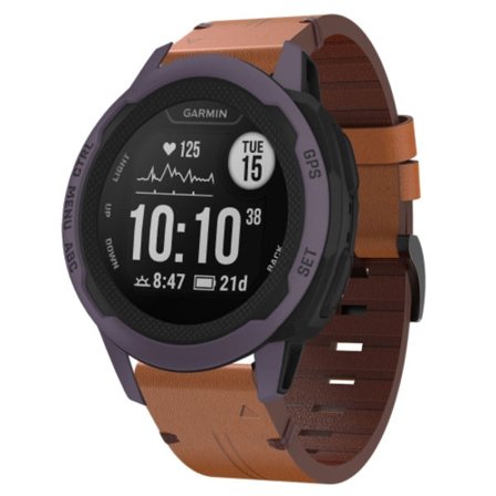 För Garmin Instinct 2S 20 mm läder stålspänne watch