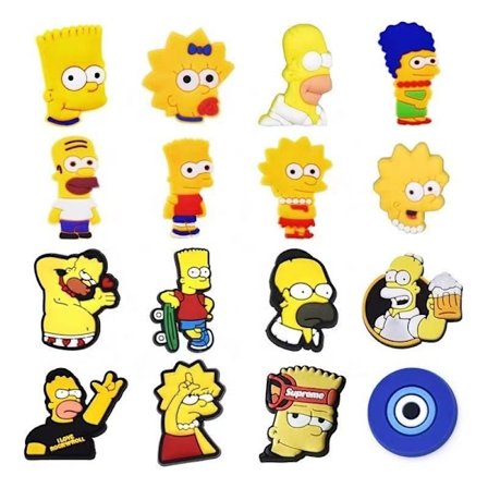 (The Simpsons) 16 stk. tegneserie sko dekorationer, søde tegneserie hul sko dekoration tilbehør,