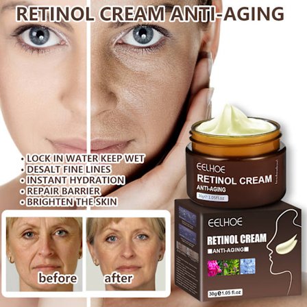 1 stk. Retinol Rynkefjerner Øjeblikkelig Anti-Aging Retinol Ansigtscreme Hudopstrammende Opstrammende Fugtgivende Blegning