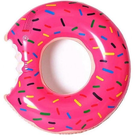 90cm Rosa Donut Pool Float Uppblåsbar Cirkel Badring för Barn Vuxen Åktur På Blås Upp Barnens Lilo Rund Stol Vatten Lounger