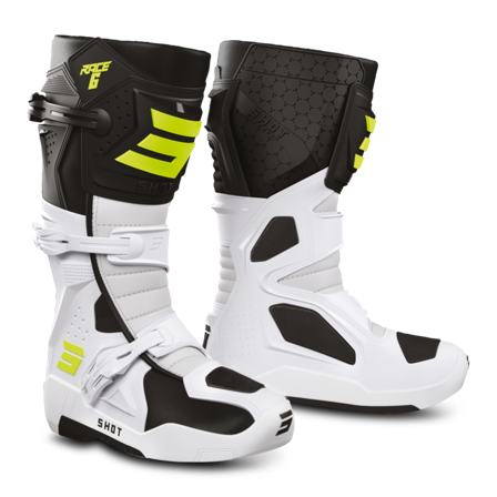 Shot Race 6 MX Boots Black/White/Yellow 46